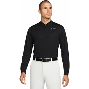 Nike Dri-Fit Victory Solid Mens Long Sleeve Polo Black/White L