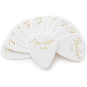 Fender 351 Shape Classic Celluloid Picks White Thin 12 Pack