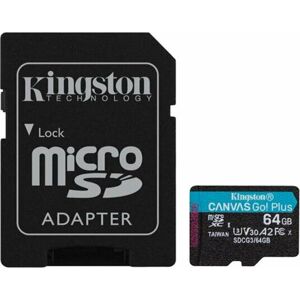 Kingston 64GB microSDHC Canvas Go! Plus U3 UHS-I V30 + SD Adapter SDCG3/64GB
