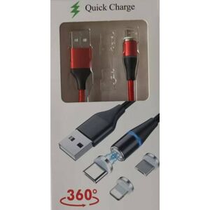 PremiumCord Magnetic microUSB and USB-C Charging Cable Red Červená 1 m USB Kábel