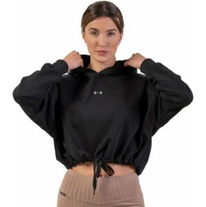 Nebbia Loose Fit Crop Hoodie Iconic Black XS-S Fitness mikina