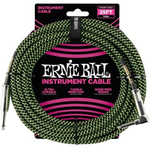 Ernie Ball P06066 Čierna-Zelená 7,5 m Rovný - Zalomený
