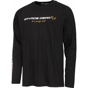 Savage Gear Tričko Signature Logo Long Sleeve T-Shirt Black Caviar L