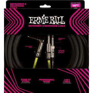 Ernie Ball Instrument and Headphone Cable Čierna 50,5 cm Rovný - Zalomený