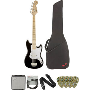 Fender Squier Bronco Bass MN Black Deluxe SET Čierna