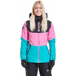 Meatfly Kirsten Womens SNB and Ski Jacket Hot Pink/Turquoise M Lyžiarska bunda