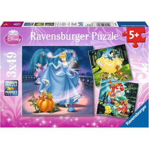 Ravensburger Puzzle Disney Snehulienka, Popoluška a Morská Víla 3 x 49 dielov